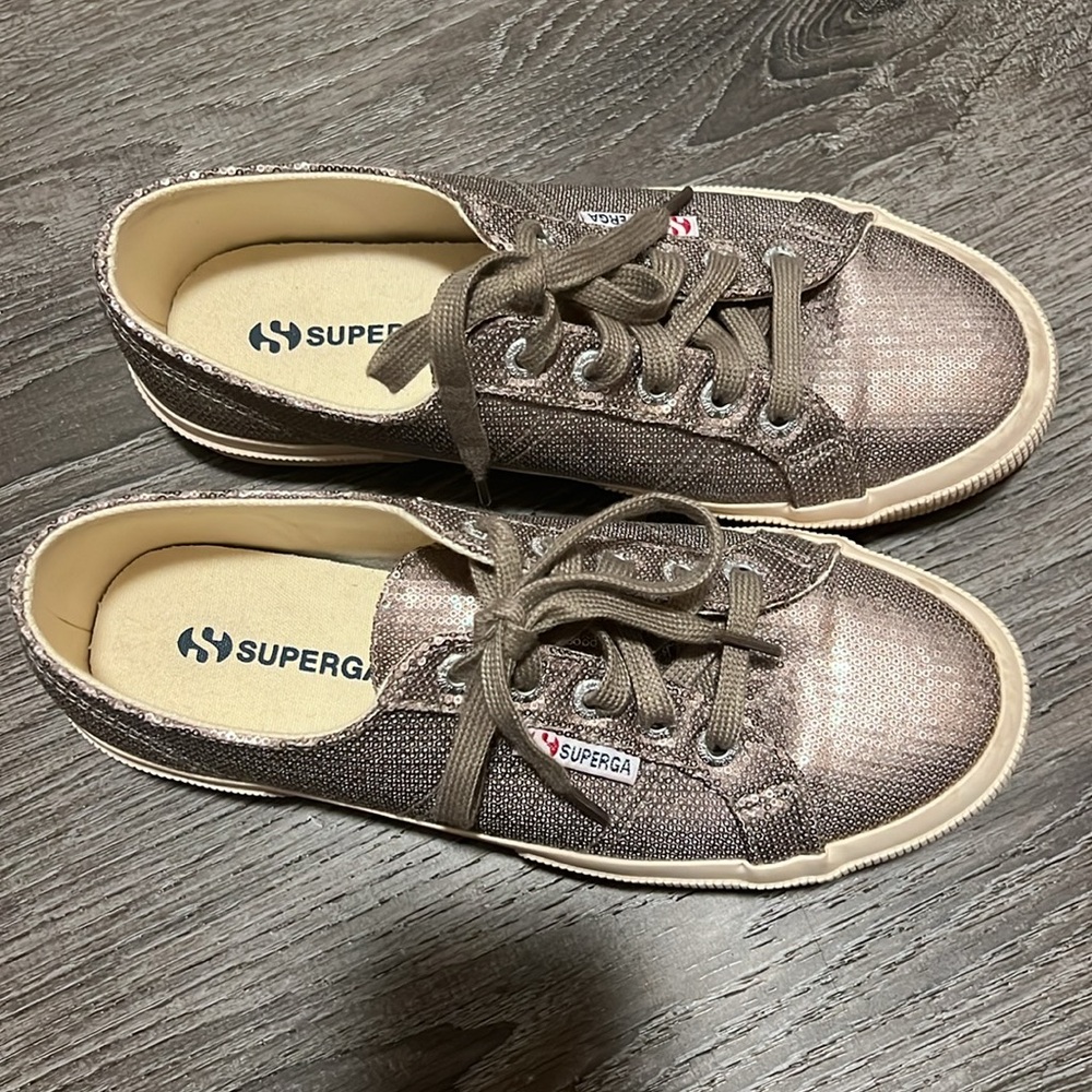Superga metallic bronze sequin sneakers gymshoes 7.5 - Picture 3 of 7